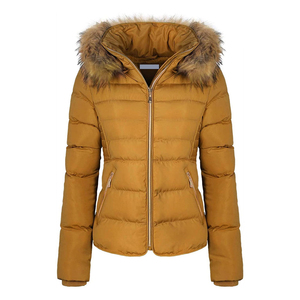 Blouson d'hiver matelassé personnalisé de haute qualité pour femme, chaud, respirant, à col montant, motif lettres, à capuche, style urbain - Product Image 2