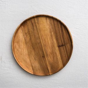 Wholesale Acacia Wood Charger Plate Round Wooden <b>Dinner</b> Plate 13 inch Eco Friendly Rustic Wood Serving <b>Tray</b> for Wedding Party - Product Image 1