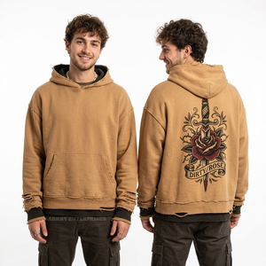 Sweat-shirt personnalisé bordeaux délavé à l'acide pour homme, streetwear, en molleton délavé aux minéraux, avec motif cœur de feu et flèche, fournisseur de vêtements - Product Image 6