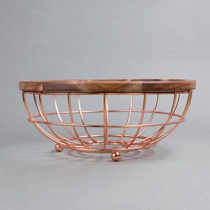 Wooden and Metal <b>Wire</b> <b>Basket</b> for Daily Kitchen Storage And Gift Hamper <b>Basket</b> For Festivals Weddings And Housewarming From India - Product Image 3