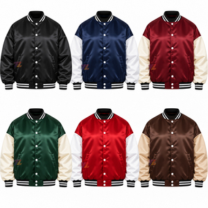 Blousons universitaires en satin d'hiver haut de gamme unisexes avec rembourrage intérieur chaud et lettrage personnalisé pour les commandes en gros des détaillants de mode - Product Image 1
