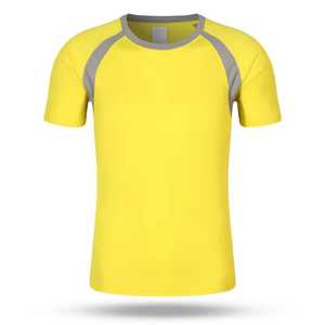 Men Yellow Short Sleeve Crew Neck Soccer Jersey Moisture Wicking <b>Polyester</b> Sport T-<b>Shirt</b> Summer Apparel Regular Fit - Product Image 1