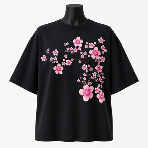 Camiseta de algodón extragrande premium para mujer, estampado de flores rosas, top de moda, camiseta personalizada para mujer, precio mayorista barato. - Product Image 4