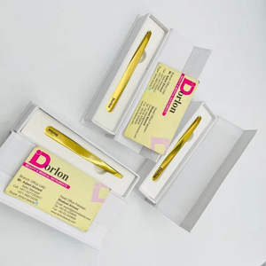 Pince à épiler sourcils en acier inoxydable doré au plasma, durable, avec logo personnalisé, emballage individuel, pince à épiler biseautée de précision - Product Image 1