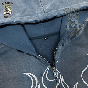 Sudadera con capucha OEM de gran tamaño con cremallera, de alta calidad, para hombre, 100% algodón de rizo, con logo impreso personalizado, estilo streetwear. - Product Image 3