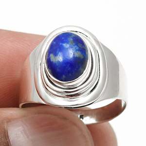 Natural <b>Lapis</b> <b>Lazuli</b> Gemstone Cocktail <b>Ring</b> Crafted From 925 Solid Sterling Silver Handmade Bohemian Jewelry At Wholesale Price - Product Image 2