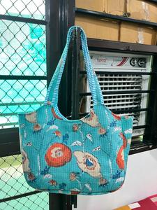 India Block Printed Reversible Quilted Cotton Tote <b>Bag</b> for Lady Bohemian Floral Design Magnetic Closure <b>Large</b> Size <b>Beach</b> & Daily - Product Image 2