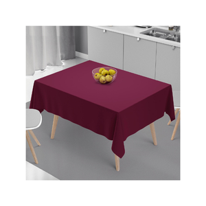 Mantel de lujo color marrón oscuro para seis personas, de algodón sólido, 140x260 cm, 230 GSM, con costura en zigzag roja, para banquetes, cenas y decoración de hoteles. - Product Image 3