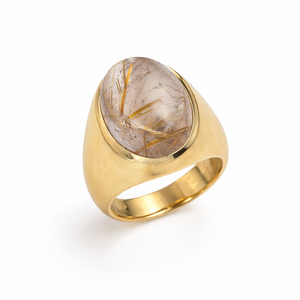 Natural Turquoise <b>Statement</b> <b>Ring</b> Gold Plated Brass Handmade Oval Cabochon Gemstone <b>Ring</b> For Women Gift - Product Image 1