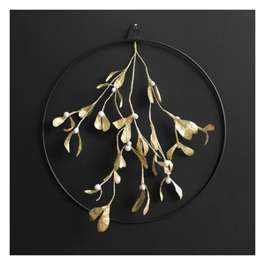 Contemporary Silver Leaf Wall <b>Wreath</b> with Modern Metal Craftsmanship for Luxury Entryway Decoration - Product Image 3