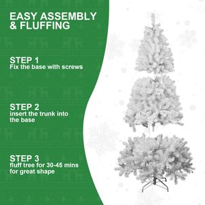 Albero di Natale Bianco in Filo di Alluminio da 1,8 m con 760 Punte Articolate, Facile Montaggio, Decorazione Interna, Albero di Natale Artificiale in PVC - Product Image 3