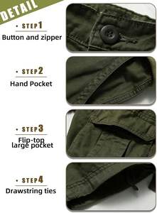 Shorts cargo pour homme en coton, coupe décontractée, style outdoor, multi-poches - Product Image 5