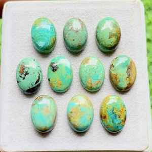 พลอยคิงแมนเทอร์ควอยซ์ทรงรีปรับขนาด 10 ชิ้น/ล็อต พลอยคิงแมนเทอร์ควอยซ์ธรรมชาติแบบหลังแบนสำหรับทำเครื่องประดับ - Product Image 2