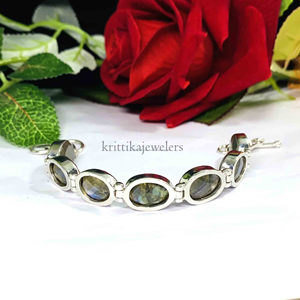 925 Sterling <b>Silver</b> Fine <b>Bangle</b> Natural Labradorite Gemstone Cut Handmade <b>Silver</b> Plated Trendy <b>Bracelet</b> Women's Valentine Gift - Product Image 2