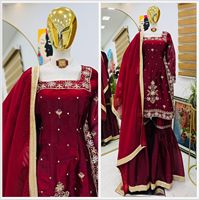 Nuovo Completo da Festa di Design con Top, Palazzo e Dupatta, Ricamo con Paillettes e Codifica in Tessuto, Abito da Donna all'Ingrosso per Esportazione