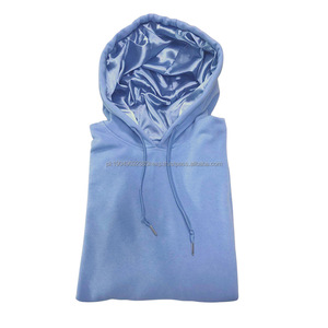 Vente en gros OEM Streetwear marron Sweat à capuche unisexe en coton personnalisé doublé en satin et soie de luxe pour hommes avec capuche en satin - Product Image 1