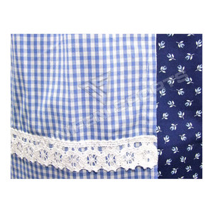 Blue Plaid Cotton <b>Skirt</b> Women <b>Halloween</b> Oktoberfest Bavarian Traditional Costume Puff Sleeve White Blouse Apron Set Folk Party - Product Image 3