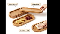 Plateau de service ovale en bois poli de luxe, design minimaliste solide, durable, compatible lave-vaisselle, ensemble de 3 HASAN CRAFT