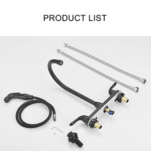 Rubinetto da cucina nero opaco a 4 fori con 2 maniglie e doccetta laterale estraibile - Product Image 5