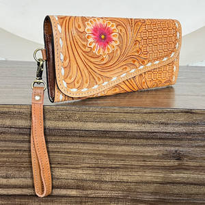 Nuevo y elegante bolso de mano estilo western de cuero genuino para mujer, diseño floral, tarjetero, billetera multiusos, gran venta. - Product Image 3