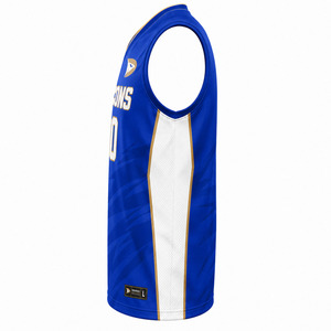 LIONS Basketball Jersey Blue White Gold Sublimated V-Neck Tank <b>Top</b> Men Adult Moisture Wicking 100% Polyester <b>Mesh</b> - Product Image 4