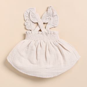 Organic <b>Muslin</b> Sleeveless Frill Top for <b>Baby</b> Premium Quality Oatmeal Shirt & Top - Product Image 2