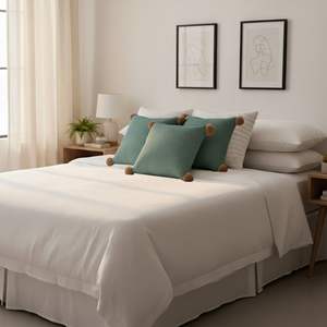 SOGA 5-Piece Decorative Pillow Set Sage Green Ribbed Pillowcase with <b>Pom</b>-<b>Poms</b> and <b>White</b> Textured Design Model D0100X3KDKT - Product Image 5