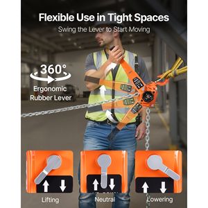 Paranco a Catena Manuale per Carichi Pesanti, Capacità 1-1/2T/3300LBS, Sollevamento 10FT, Catena in Acciaio G80, Meccanismo a Doppio Blocco - Product Image 6