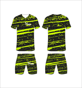 Conjunto de Camiseta y Pantalones Cortos de Fútbol Sublimados para Hombre, Cuello en V, Manga Corta, Uniforme Deportivo Transpirable para Todas las Temporadas, Diseño Estampado - Product Image 1