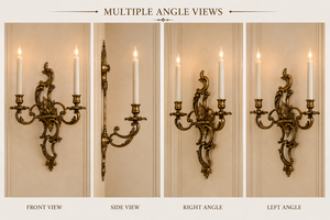 Grand European Venetian Baroque Luxury <b>Wall</b> <b>Sconce</b> Ornate Decorative <b>Wall</b> <b>Light</b> with Elaborate Mirror Detailing, Premium Brass - Product Image 2