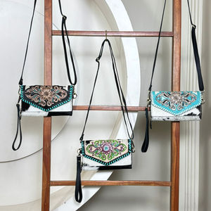 Sac à main mini bandoulière et pochette 2025 grande capacité en cuir de vachette floral brodé – Accessoire élégant et tendance - Product Image 4