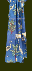 Kimono de Algodón con Estampado de Selva Tropical Azul, Túnica Midi para Playa, Ropa de Verano Ecológica y Transpirable para Mujer - Product Image 6