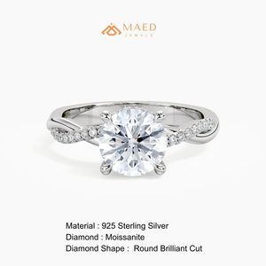 Anillo de Boda de Plata de Ley 925 con Moissanita Tallada, Joyería de Lujo para Novia, Promesa, Uso Diario, Regalo para Mujer, Estilo Clásico Brillante de EE. UU. - Product Image 6