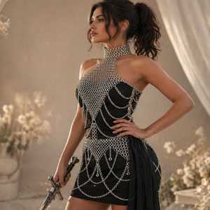 Conjunto de Top y Falda de Malla Metálica Shadowsteel Siren – Anillos de Aluminio de 10MM para Cosplay Renfaire - Product Image 2