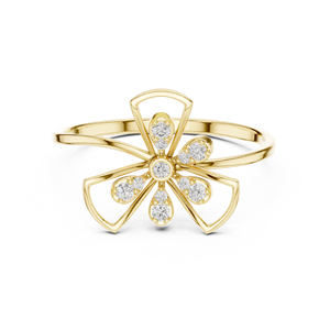 Anillos de oro macizo de 14k para mujer con diseño minimalista de molino de viento en forma de flor y diamantes de talla redonda, ideales para regalo, compromiso, aniversario o boda. - Product Image 1