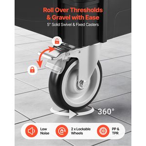Carrito Utilitario Resistente con Capacidad para 550 Libras, Carrito de Servicio de 2 Niveles con Ruedas Giratorias de 360 Grados y 2 Frenos - Product Image 4