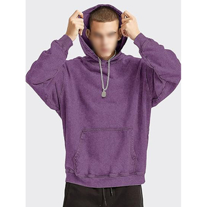 เสื้อฮู้ดดี้ผ้าฟลีซสีม่วงฟอกกรดแบบพรีเมียมทรงโอเวอร์ไซส์สไตล์วินเทจสำหรับผู้ชาย มีจำหน่าย - Product Image 3