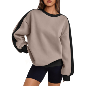 Sudadera Oversize de Cuello Redondo para Mujer, con Logo Frontal, Manga Larga, Hombros Caídos, Tejida, 100% Algodón, para Otoño e Invierno - Product Image 1