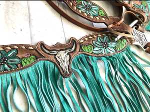 Meilleures ventes 2026 : Têtière et peitorale western décoratives tressées à la main en cuir véritable pour équipement équestre - Product Image 5