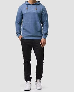 Sudadera con Capucha Azul de Hombre, Personalizada, de Alta Demanda, Ajuste Regular, Informal, de Algodón Tejido, con Bolsillo Frontal, para Otoño - Product Image 3