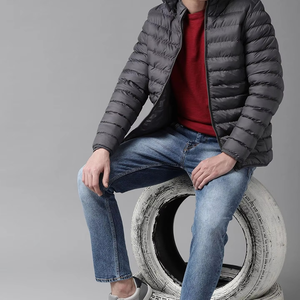 Chaqueta Acolchada 100% Nailon con Cuello Alto y Diseño de Parches, con Capucha - Product Image 3