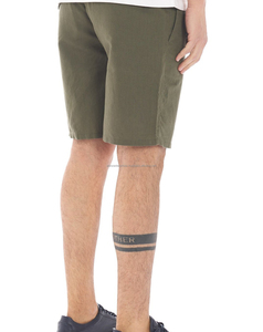 Lightweight Men's Solid Olive Green Casual Bermuda <b>Shorts</b> With Drawstring Closure Mid Waist Breathable Oxford Fabric Woven Style - Product Image 2