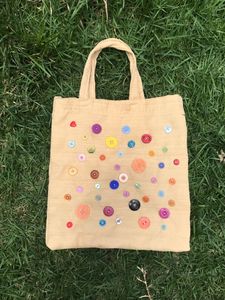hite Canvas Cotton <b>Tote</b> <b>Bag</b> Button Heart Flower Embroidery Shopping Handbag Grocery Shoulder Pouch <b>School</b> Student Carrier - Product Image 2