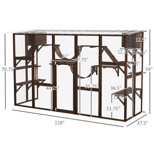 Solid Rectangle Pattern Outdoor Window <b>Box</b> Coffee Catio <b>Cat</b> House with Shelves for Multiple <b>Cats</b> Pet Furniture for Small Animals - Product Image 3
