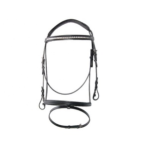 Brida de caballo de cuero cómoda de primera calidad con banda para la frente tachonada, tachuela de equitación ecuestre, superventas del fabricante - Product Image 1
