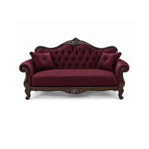 Sofá de Madera de Teca Sólida de Lujo, 3 Plazas, Muebles de Sala de Estar, Sofá de Madera Tapizado Moderno, Muebles para Hotel, Villa y Hogar - Product Image 1