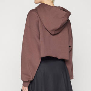 Sudaderas con capucha personalizadas al por mayor de manga larga para mujer, sudaderas cortas para mujer, sudaderas cortas extragrandes tipo top. - Product Image 2