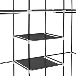 Armadio Portatile Pieghevole in Plastica Nera con Organizzatore a Singolo Ripiano in Tessuto Non Tessuto - Product Image 2