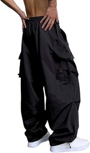 Pantalon cargo noir oversize pour homme, coupe large, en nylon, style streetwear, pantalon utilitaire, coupe ample, sur mesure OEM, pantalon homme - Product Image 3