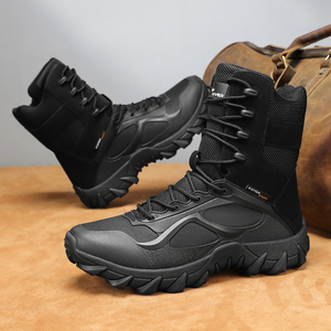 Botas de Senderismo Color Caqui para Hombre, Parte Superior de Malla Transpirable, Suela de Goma, Punta Redonda, Zapatos Tácticos para Exteriores para Todas las Estaciones - Product Image 4